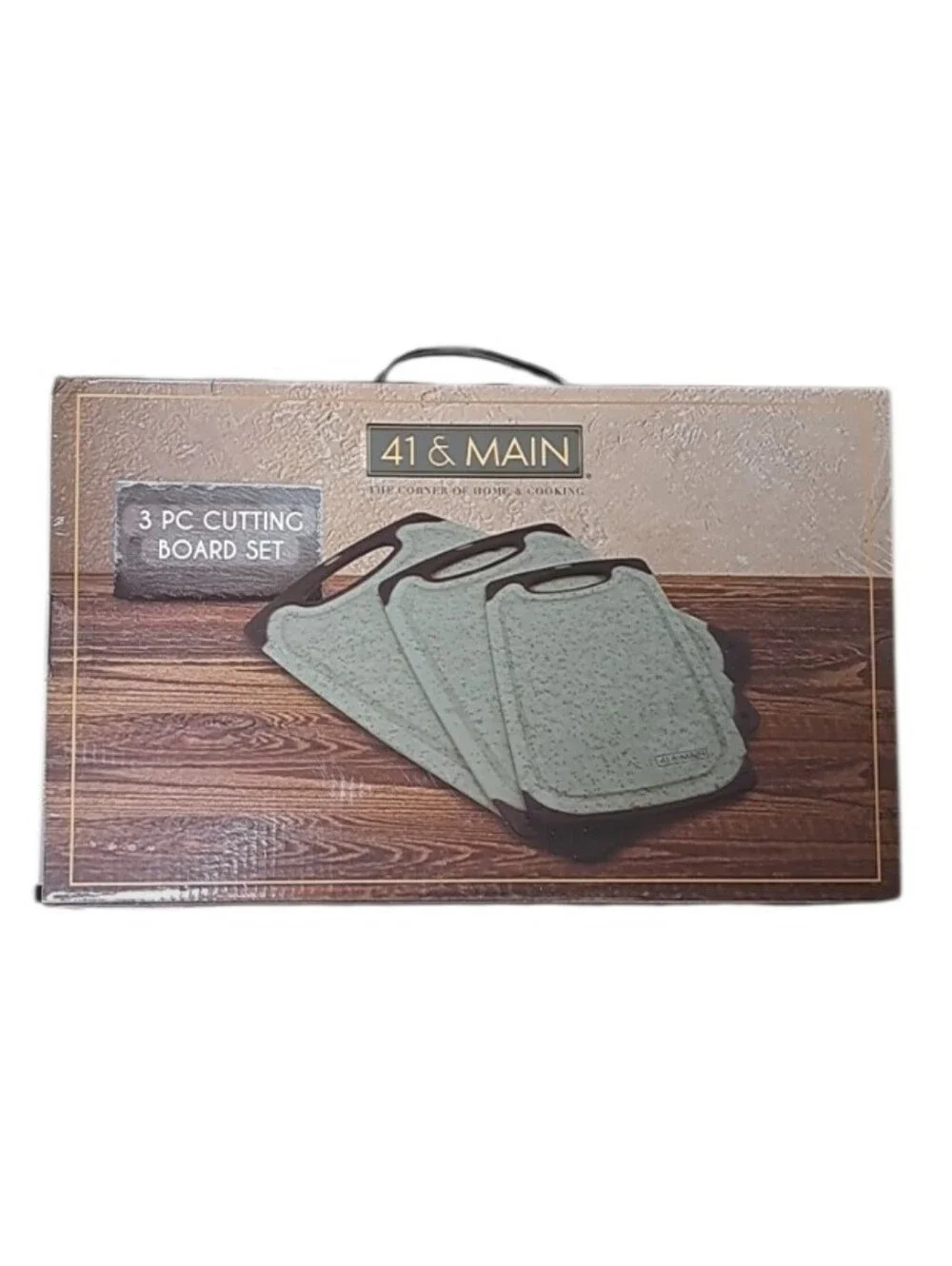41 & Main Gray Speckled Cutting Board Set with Black Handles - 3 Piece